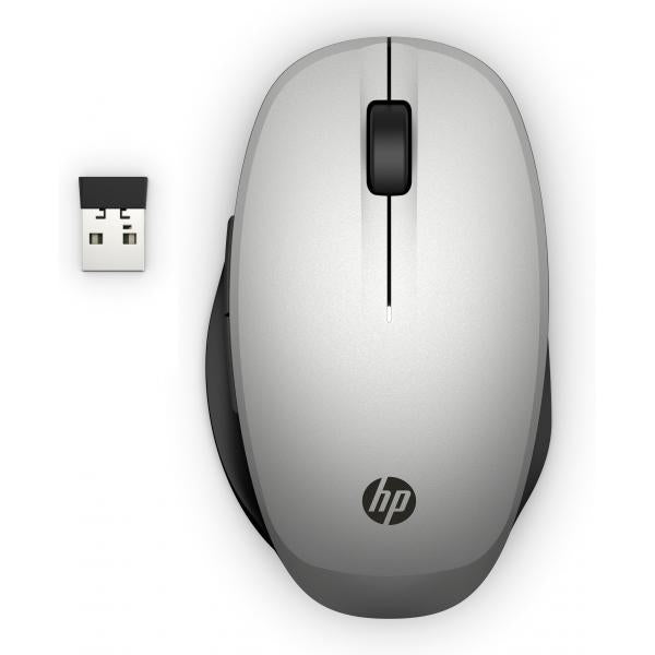 HP Dual Mode Mouse (Z5000 Pike Silver BT Mouse - Dual Mode Mouse, Right-hand, - Dual Mode Mouse, Right-hand, Optical, RF Wireless+Bluetooth, Black, Silver - Warranty: 3M)Hp6CR72AA#ABB