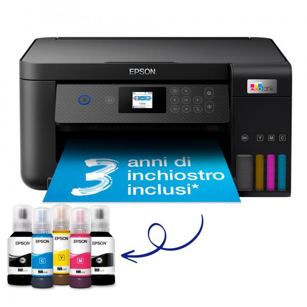 Epson EcoTank ET-2850 stampante multifunzione inkjet 3-in-1 A4, serbatoi ricaricabili alta capacità, 5 flaconi inclusi pari a 14000pag B/N 5200pag colore, Wi-FI Direct, USB (Epson EcoTank ET-2850 - multifunktions)EpsonC11CJ63405