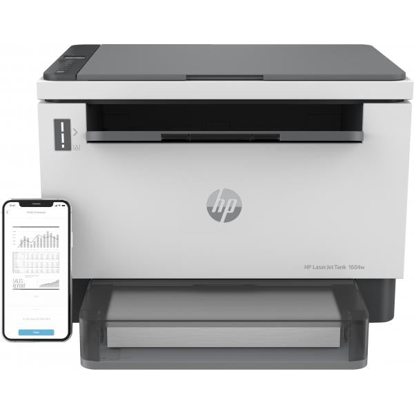 HP LaserJet Tank 1604w Wireless Multifunction Bianco e nero Stampante, Fotocopiatrice, scanner (Laserjet Tank Mfp 1604W - Printer, Black And White, - Printer For Business, Print, Copy, Scan, Scan To Email Scan To Pdf - Warranty: 12M)Hp381L0A#B19