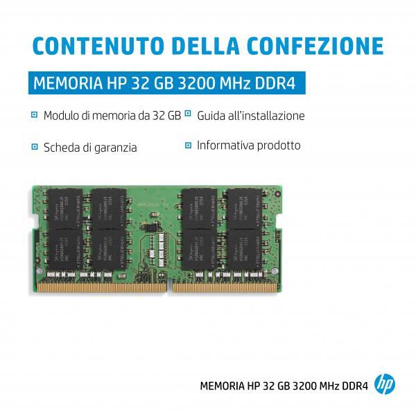 HP 32 GB 3200MHz DDR4 memoria 260-pin SO-DIMM (HP 32GB DDR4 3200 SODIMM MEM - .)Hp4S967AA#AC3