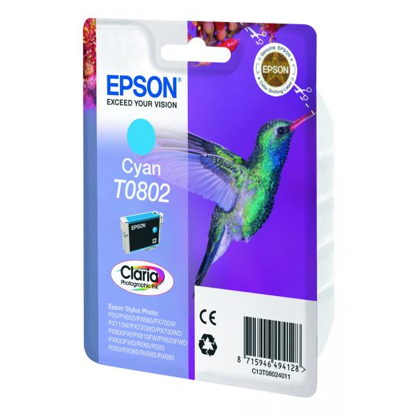 Epson Hummingbird Cartuccia Ciano (EPSON T0802 CYAN INK STYLUS PHOTO R265 R360 RX560)EpsonC13T08024011