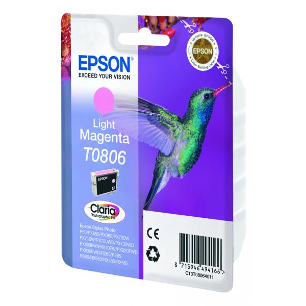 Epson Hummingbird Cartuccia Magenta chiaro (EPSON T0806 LIGHT MAGENTA INK STYLUS PHOTO R265 R360 RX560)EpsonC13T08064011