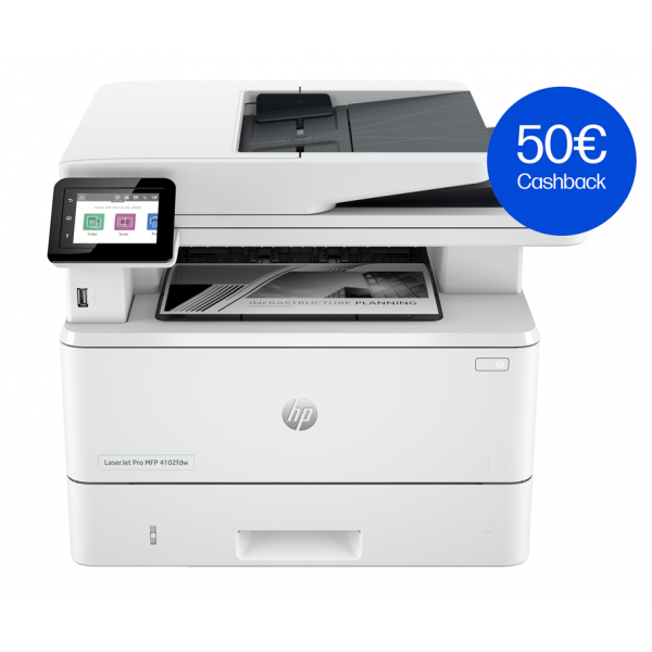 HP LaserJet Pro 4102dw Wireless Multifunction Bianco e nero Stampante, Fotocopiatrice, scanner; Fronte/retro (Laserjet Pro Mfp 4102Dw - Printer, Black And White, - Printer For Small Medium Business, Print, Copy, Scan, Wireless Instant Ink - Warranty:...