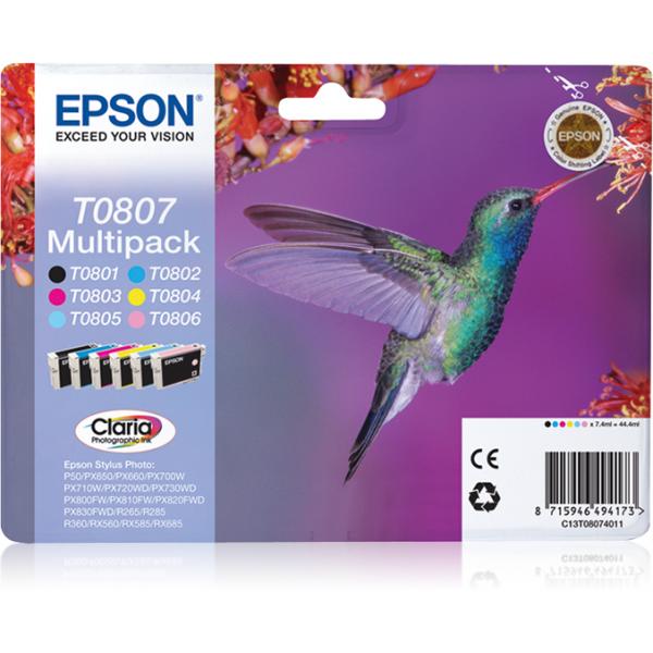 Epson Hummingbird Multipack a 6 colori (Epson T0807 Multipack - sort, gul, cya)EpsonC13T08074021