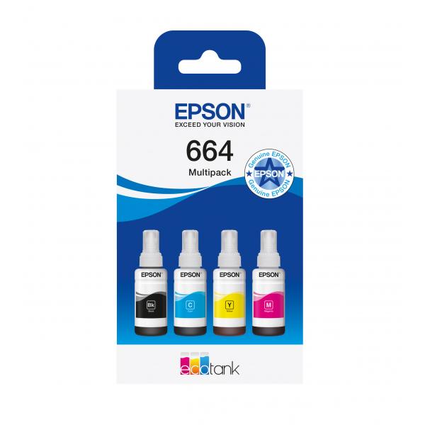 Epson C13T66464A ricarica di inchiostro per stampante Originale (Epson EcoTank 664 - 4 pakker - sort, g)Epson8715946701295C13T66464A
