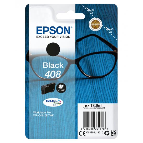 Epson Singlepack Black 408 DURABrite Ultra Ink (EPSON 408 BLACK INK WF-C4810DTWF)Epson8715946701578C13T09J14010