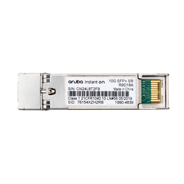 HPE Aruba Networking Networking Instant On 10G SFP+ LC SR 300m OM3 MMF Transceiver (ARUBA ION 10G SFP+ LC SR 300M - MMF XCVR)Hpe0190017566955R9D18A