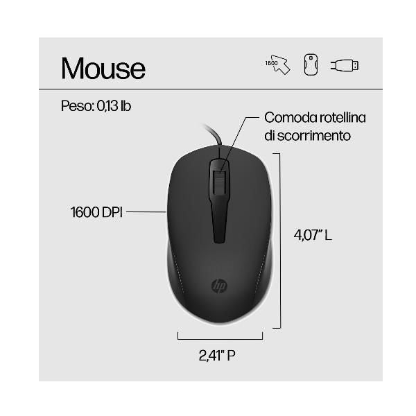 HP Tastiera e mouse 150 Wired (150 Wired Mouse and Keyboar - Warranty: 3M)Hp240J7AA#ABZ