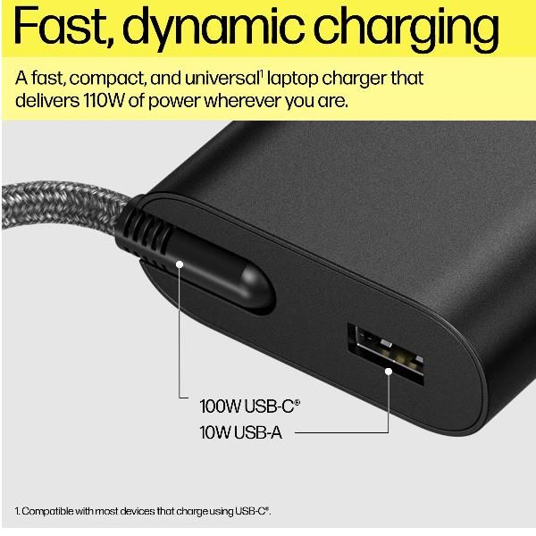 HP Caricabatterie per computer portatili 110W USB-C (HP - Alimentatore - caricatore per laptop USB-C - 110 Watt - Italia)Hp8B3Y2UT#ABZ