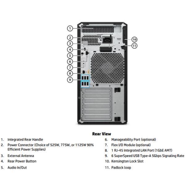 HP Z4 G5 Wolf Pro Security Edition Intel Xeon w3 w5-2545 64 GB DDR5-SDRAM 1 TB SSD Windows 11 Pro Tower Stazione di lavoro AI Workstation Nero (HP Z4 G5 - AI Workstation - tower 1 x Xeon W W3-2525 / fino a 4.5 GHz - RAM 64 GB - SSD 1 TB - HP Z Turbo ...