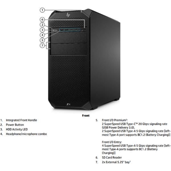HP Z4 G5 Wolf Pro Security Edition Intel Xeon w3 w5-2545 64 GB DDR5-SDRAM 1 TB SSD Windows 11 Pro Tower Stazione di lavoro AI Workstation Nero (HP Z4 G5 - AI Workstation - tower 1 x Xeon W W3-2525 / fino a 4.5 GHz - RAM 64 GB - SSD 1 TB - HP Z Turbo ...