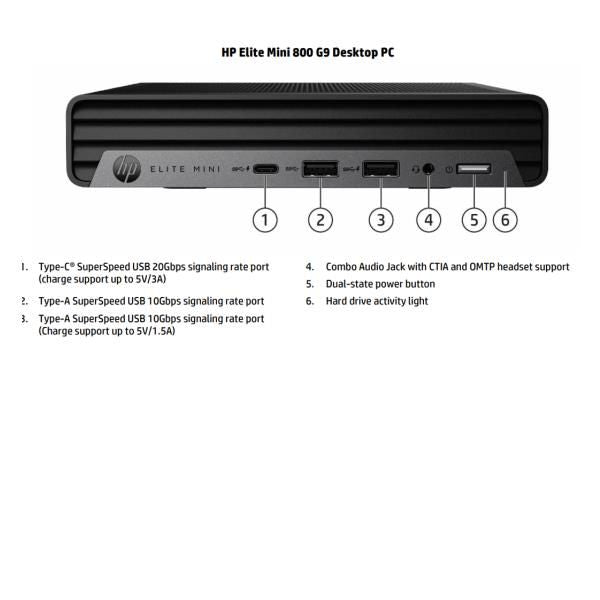 HP Elite Mini 800 G9 Desktop PC Wolf Pro Security Edition Intel Core i5 i5-14500 16 GB DDR5-SDRAM 512 GB SSD Windows 11 Pro Mini PC (HP Elite 800 G9 - Mini desktop Core i5 i5-14500 / fino a 5 GHz - RAM 16 GB - SSD 512 GB - NVMe - UHD Graphics 770 - I...