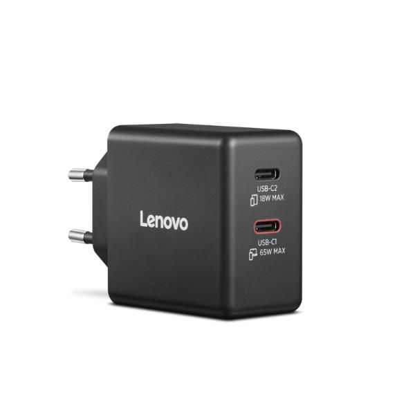 Lenovo 40AW065BEU adattatore e invertitore Interno/esterno 65 W Nero (Lenovo Dual - Alimentatore - GaN - 100/240 V c.a. V - 65 watt - connettori di uscita 2 - nero)Lenovo019589212911040AW065BEU