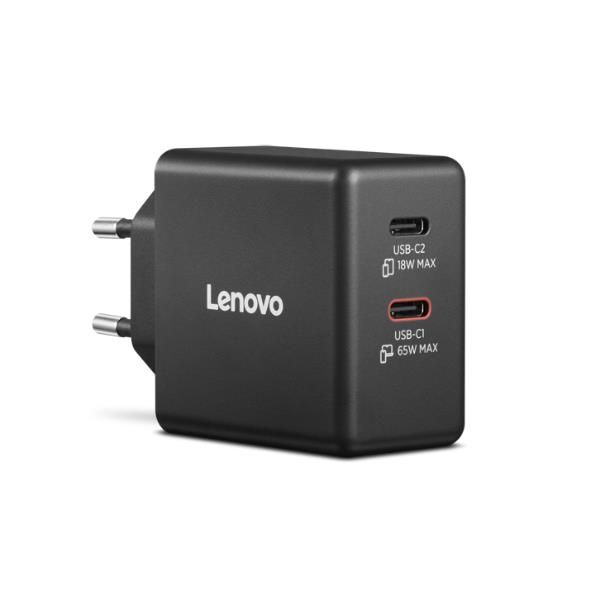 Lenovo 40AW065BEU adattatore e invertitore Interno/esterno 65 W Nero (Lenovo Dual - Alimentatore - GaN - 100/240 V c.a. V - 65 watt - connettori di uscita 2 - nero)Lenovo019589212911040AW065BEU
