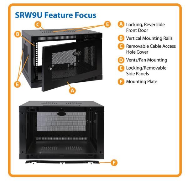 9U WALL MOUNT RACK ENCLOSURE -EatonSRW9U