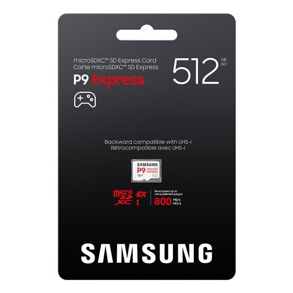 Samsung P9 Express microSD Memory Card 512 GB (Samsung P9 Express MB-MK512T - Flash memory card - 512 GB - A1 / Video Class V30 / UHS-I U3 - microSDXC Express)SamsungMB-MK512T/WW