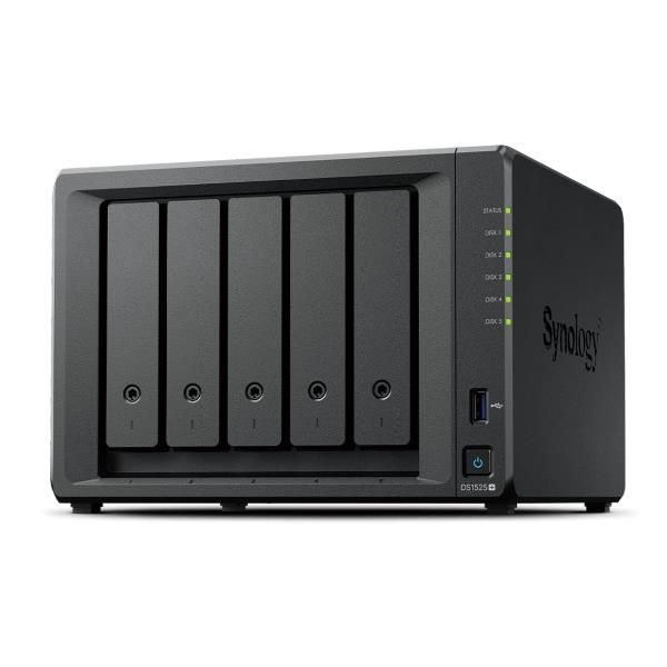 Synology DiskStation DS1525+ server NAS e di archiviazione Ryzen Embedded V1500B 8 GB DDR4 0 TB Nero (Synology DS1525+ DiskStation 5 Bay)SynologyDS1525+