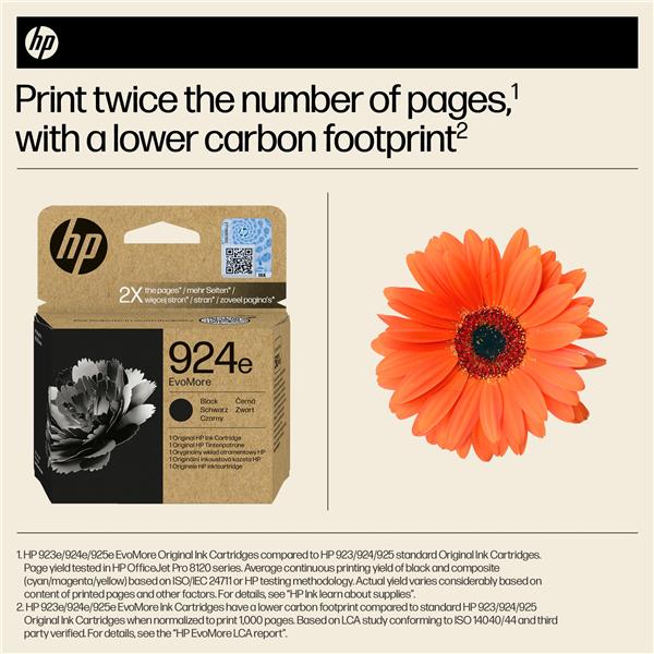 HP Cartuccia di inchiostro nero originale 924e EvoMore (HP 924e EvoMore - Black - original - ink cartridge - for Officejet Pro 8130e)Hp4K0V0NE#SE1