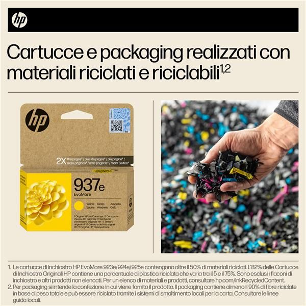 HP Cartuccia di inchiostro giallo originale 937e EvoMore (HP 937e EvoMore - 20 ml - giallo - originale - cartuccia d'inchiostro - per Officejet Pro 9110b, 9120, 9120b, 9120e, 9130b, 9130e, 9720, 9720E, 9730, 9730e)Hp4S6W8NE#LS1