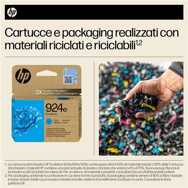 HP Cartuccia di inchiostro ciano originale 924e EvoMore (HP 924e EvoMore - Cyan - original - ink cartridge - for Officejet Pro 8130e)Hp4K0U7NE#SE1
