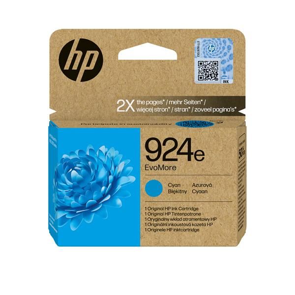 HP Cartuccia di inchiostro ciano originale 924e EvoMore (HP 924e EvoMore - Cyan - original - ink cartridge - for Officejet Pro 8130e)Hp4K0U7NE#SE1