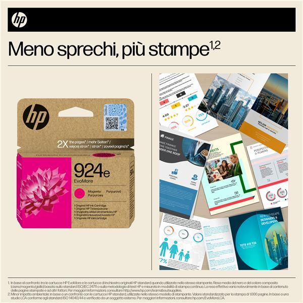 HP Cartuccia di inchiostro magenta originale 924e EvoMore (HP 924e EvoMore - Magenta - original - ink cartridge - for Officejet Pro 8130e)Hp4K0U8NE#SE1