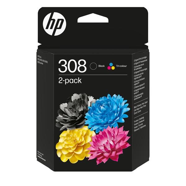 HP Confezione da 2 Cartucce di Inchiostro Nero/Tricromia Originali 308 (HP/Ink 308 BK/Tri-Color Ink Cartridge)Hp6L6S6UE#301