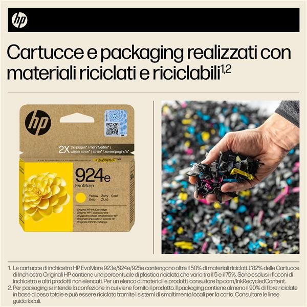 HP Cartuccia di inchiostro giallo originale 924e EvoMore (HP 924e EvoMore - Yellow - original - ink cartridge - for Officejet Pro 8130e)Hp4K0U9NE#SE1
