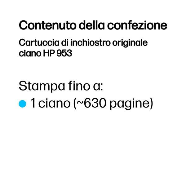 HP Cartuccia di inchiostro originale ciano 953 (HP 953 CYAN ORIGINAL INK - CARTRIDGE)HpF6U12AE#LS1