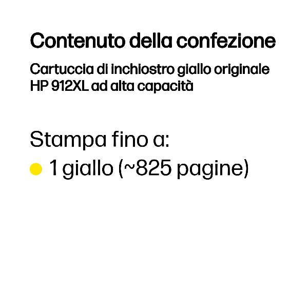 HP Cartuccia di inchiostro giallo originale 912XL ad alta capacità (HP 912XL - Hjtydende - gul - original)Hp3YL83AE#301