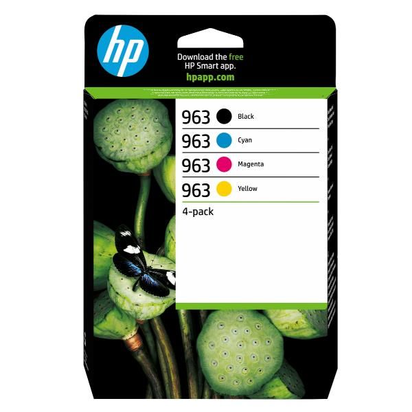 HP Confezione da 4 cartucce di inchiostro nero, ciano, magenta, giallo originali 963 (HP 963 - 4 pakker - sort, gul, cyan, m)Hp6ZC70AE#301