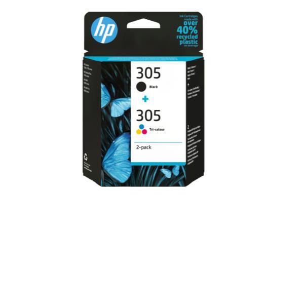 HP Confezione da 2 cartucce di inchiostro originale 305 in Tri-color/ nero (HP 305 2-PACK TRI-COLOR/BLACK - ORIGINAL INK CARTRIDGE)Hp6ZD17AE#LS1