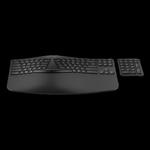 HP 965 Ergonomic Wireless Keyboard (HP 965 - Set tastiera e tastierino numerico - layout a 2 zone, tastierino numerico separato, corsa dei tasti a profilo basso, multi-dispositivo - compact - senza fili - Bluetooth - QWERTY - italiana - nero)Hp7E756AA#ABZ