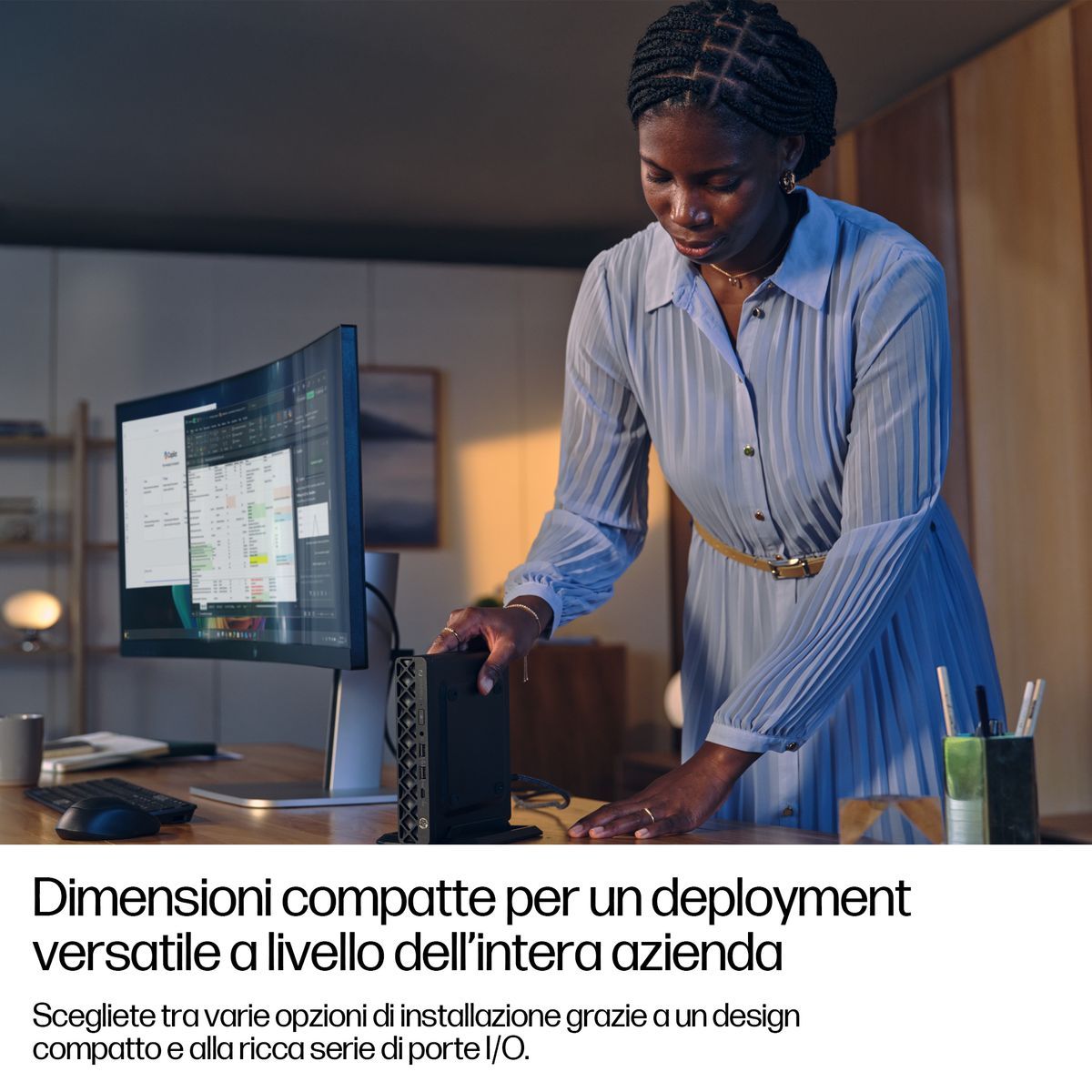 HP EliteDesk 8 Mini G1i Desktop AI PC Wolf Pro Security Edition 512 GB SSD Windows 11 Pro Mini PC Nero (HP EliteDesk 8 G1i AI - AI PC - mini Core Ultra 5 235T / fino a 5 GHz - RAM 16 GB - SSD 512 GB - NVMe - Intel Graphics - Gigabit Ethernet, IEEE 80...