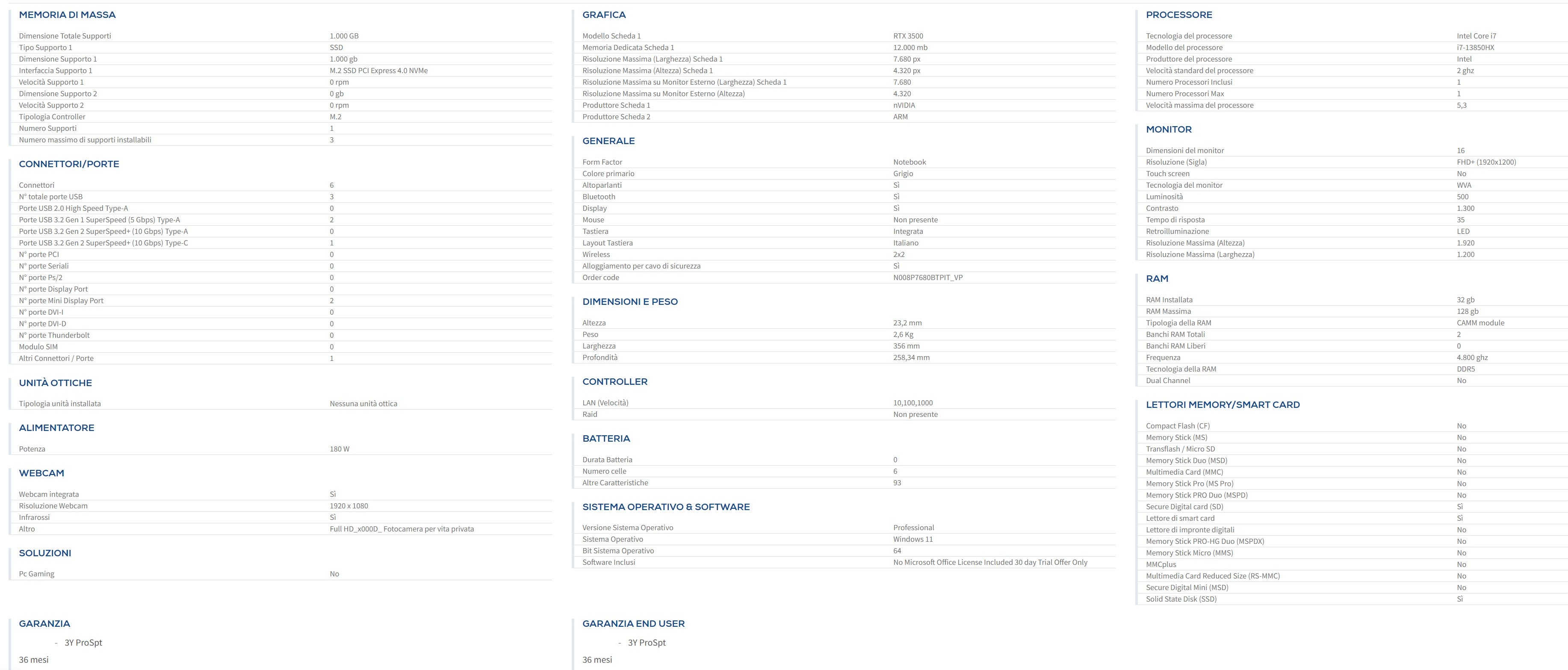 DELL PRECISION 7780/I7-13850HX/32GB/1TB/17/RTX3500/W11P