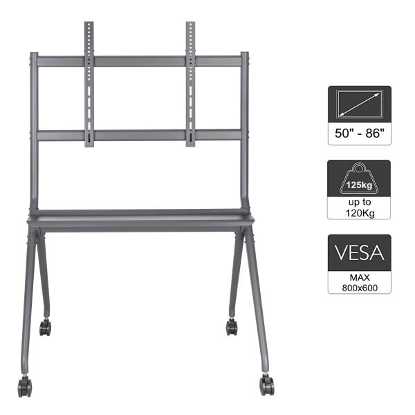 EDU TROLLEY UP TO 86 WITH SHELF CAPACITY 120 KG MAX VESA 800600