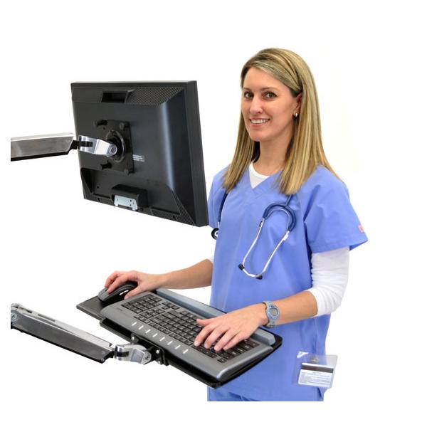 KEYBOARD ARM WITH 9IN EXTN WALL MOUNT POLISHED ALUMINIUM