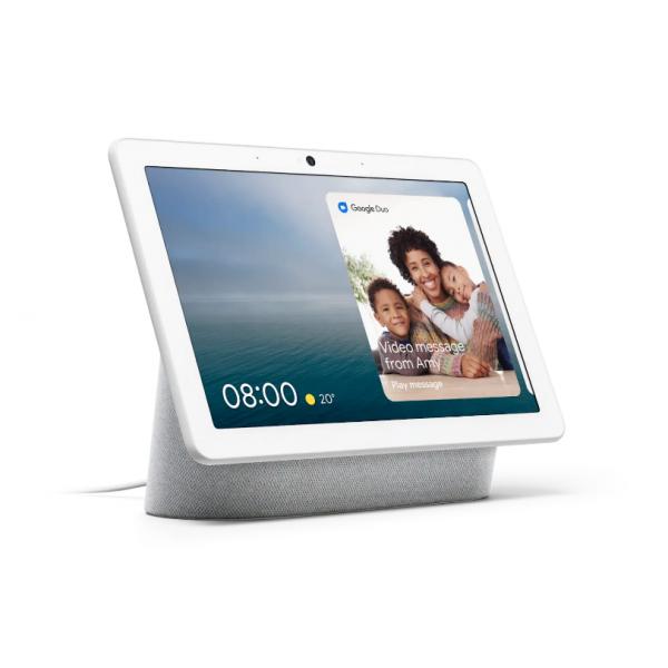 Google Nest Hub Max - A big help for your busy home. Voice assistant Speaker Video calls. Video messages and auto-framing.