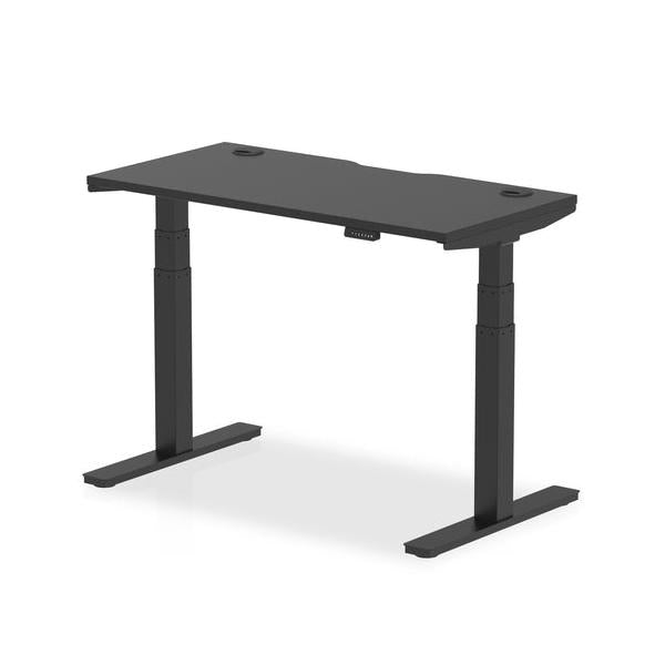 Dynamic Air Black Series Slimline Nero (Dynamic Air Black Series 1200 x 600mm Height Adjustable Desk Black Top with Cable Ports Black Leg HA01261 DD)
