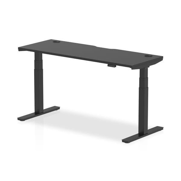 Dynamic Air Black Series Slimline Nero (Dynamic Air Black Series 1600 x 600mm Height Adjustable Desk Black Top with Cable Ports Black Leg HA01263 DD)