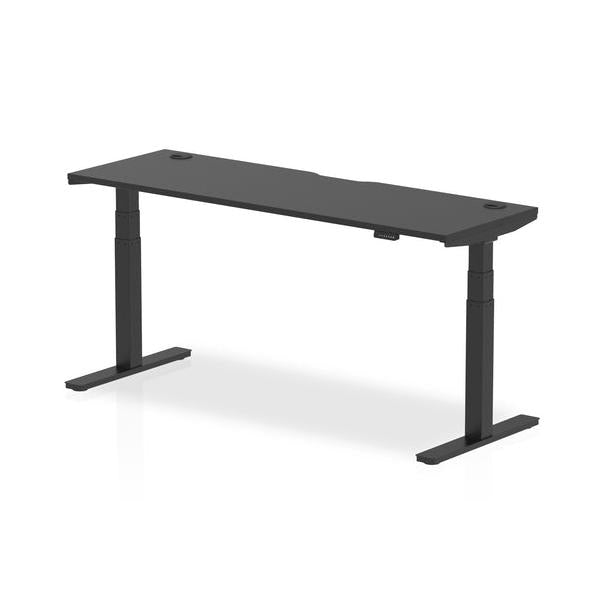 Dynamic Air Black Series Slimline Nero (Dynamic Air Black Series 1800 x 600mm Height Adjustable Desk Black Top with Cable Ports Black Leg HA01264 DD)