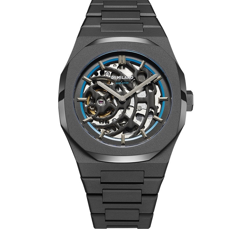 D1 MILANO Mod. SKELETON AUTOMATIC SANDBLAST BLUE