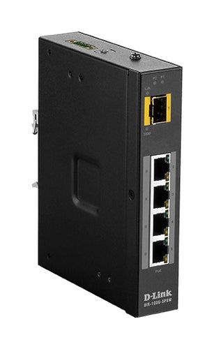 D-LINK SWITCH INDUSTRIALE 5 PORTE UNMANAGED 4XGIGABIT POE+, 1XSFP