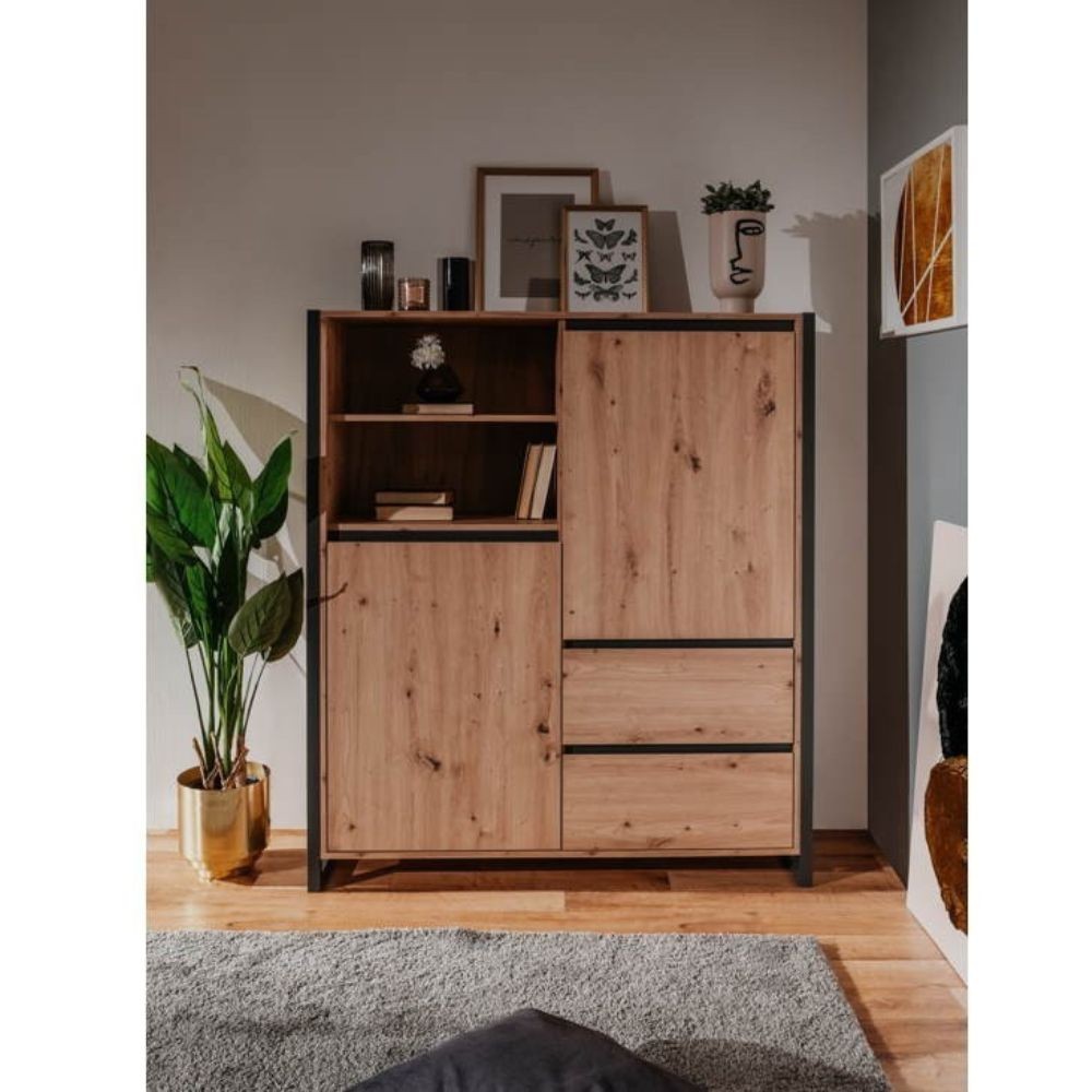 Credenza alta Denver 51 L120XP40XH140 quercia antracite