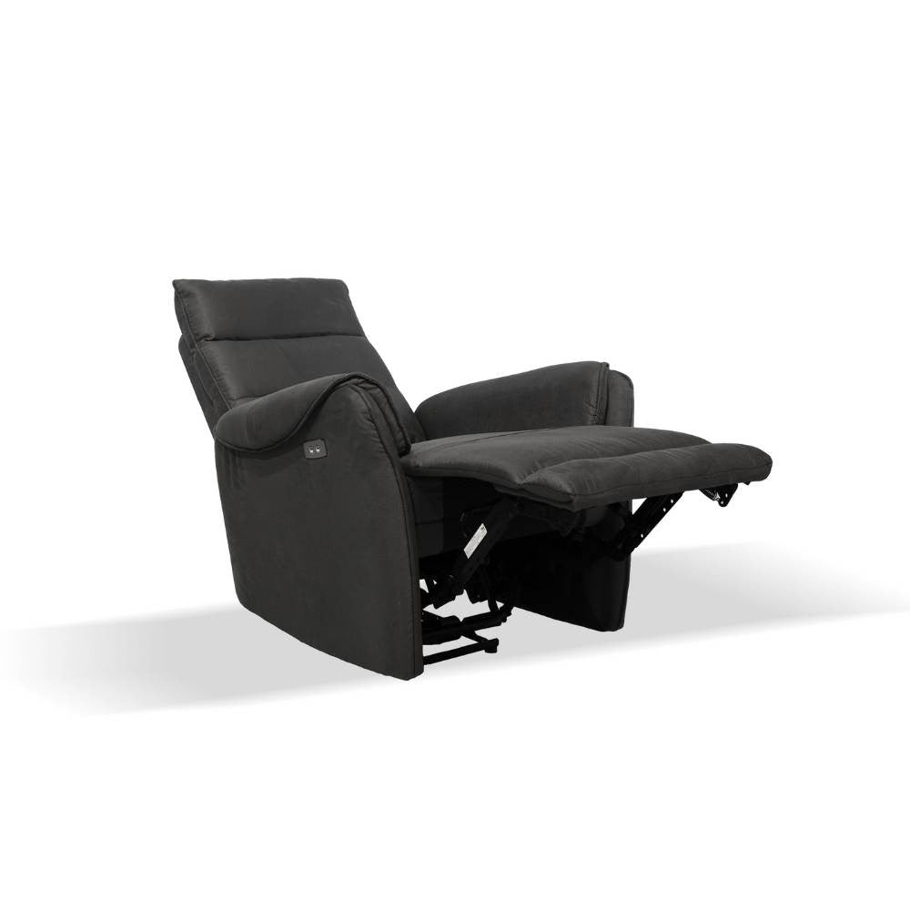 Poltrona Thun recliner elettrico effetto nabuk grigio