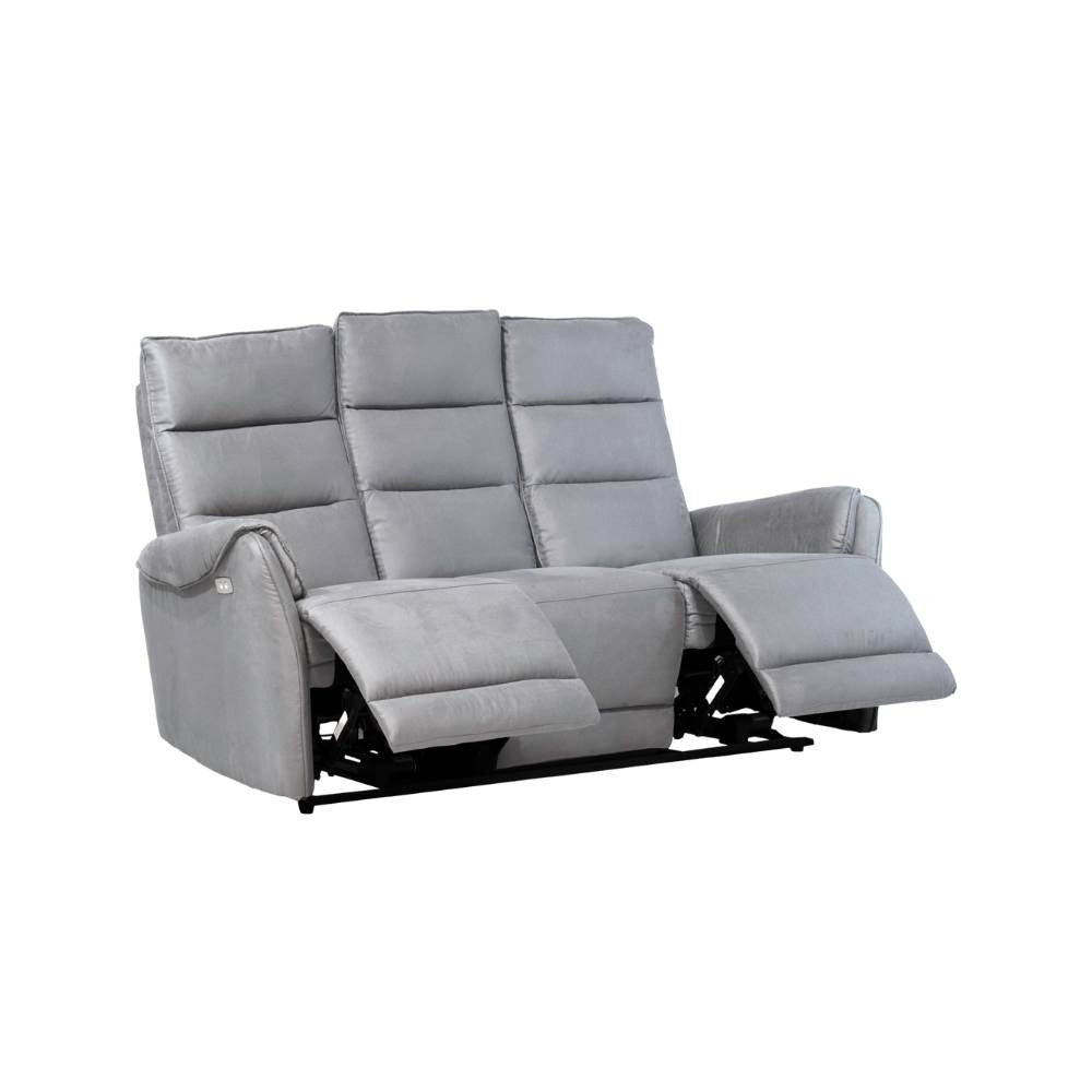Divano 3 posti Thun 2 recliner elettrici effetto nabuk grigio chiaro