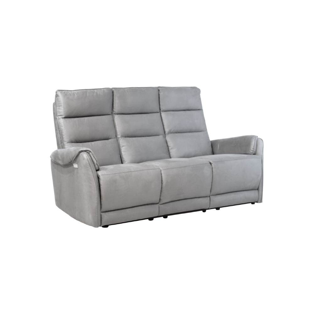 Divano 3 posti Thun 2 recliner elettrici effetto nabuk grigio chiaro