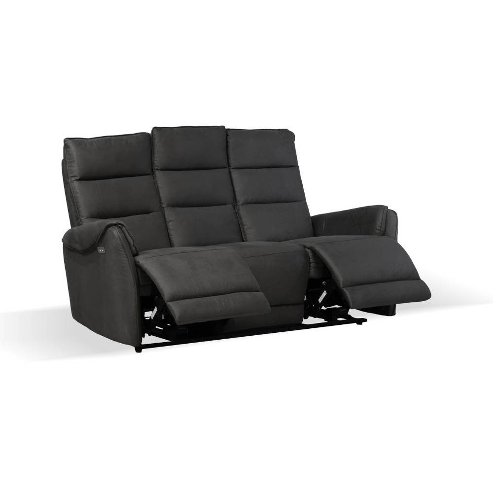 Divano 3 posti Thun 2 recliner elettrici effetto nabuk grigio