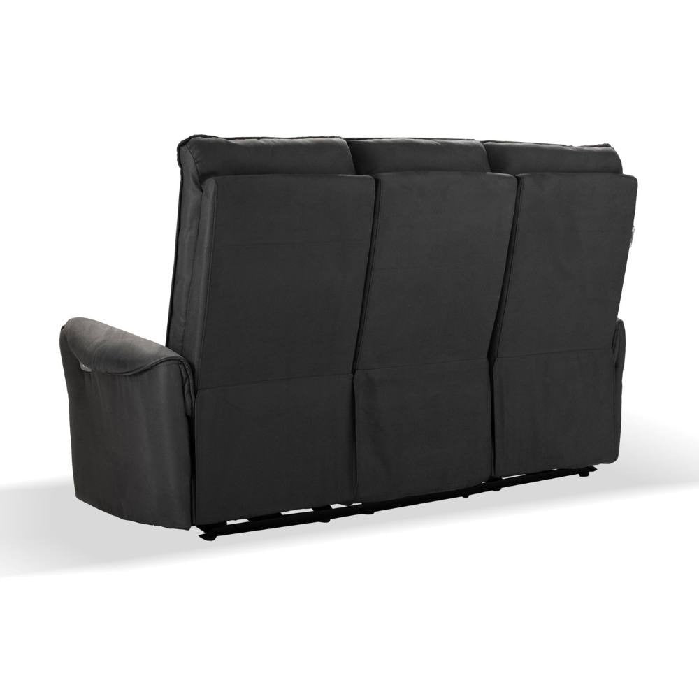 Divano 3 posti Thun 2 recliner elettrici effetto nabuk grigio