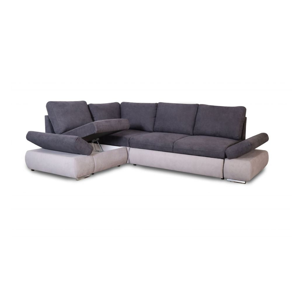 Divano angolare Siena con letto estraibile grigio 267x200x90